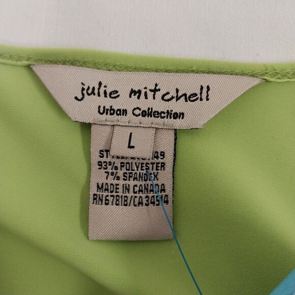 Julie Mitchell Lime Green Gathered V Neck Blouse Size L - Picture 8 of 8